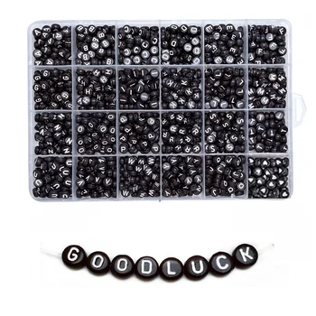 

1200pcs Mixed Letter Acrylic Beads Round Flat Alphabet Digital Cube Loose Spacer Beads For Jewelry Making DIY Bracelet