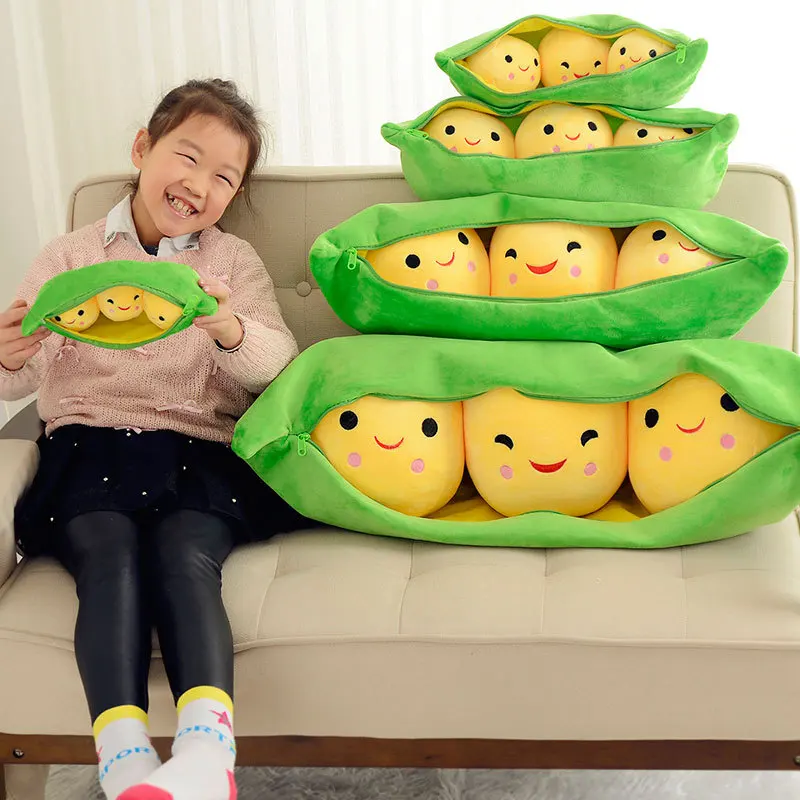 

New Style Creative Pea Pod Plush Toys Cool Snow Peas Plush Doll Large Size Lumbar Support Pillow
