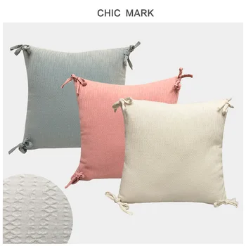 

New Cotton linen Cushion Cover 43x43cm Cute Bowknot Jacquard Square pillowcase for Home Couch Sofa Decoration pillow Covers 1Pcs