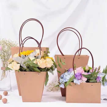 

waterproof portable flower packaging paper bag plant gift bag boite dragees de mariage коробка упаковка пакетики для конфет 10pc