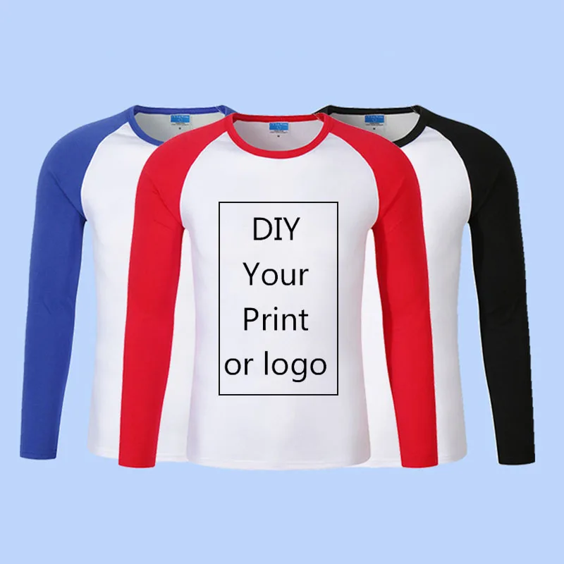 

Customized Print Raglan Tshirt Long Sleeve T Shirts for Men DIY Your Own Design Logo Printing Shirts Casual Tops Autumn Clothing