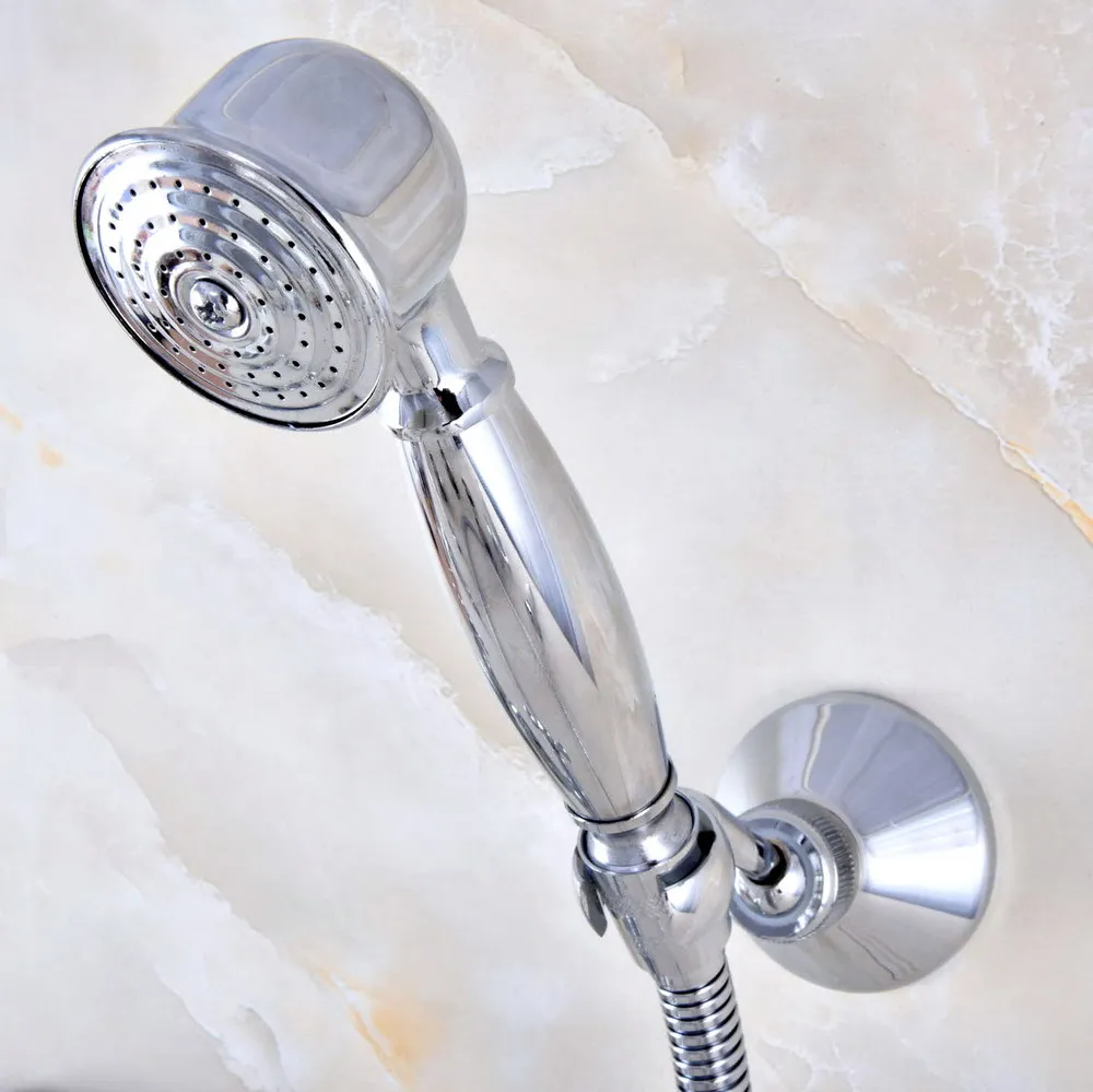 Полированный хромированный латунный настенный кран для ванной ручной душа Набор смесителя двойной керамический кран mna784