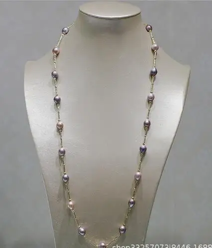 

jewelry Purple Pink strong light special shaped Baroque 14K Gold injection pearl Necklace