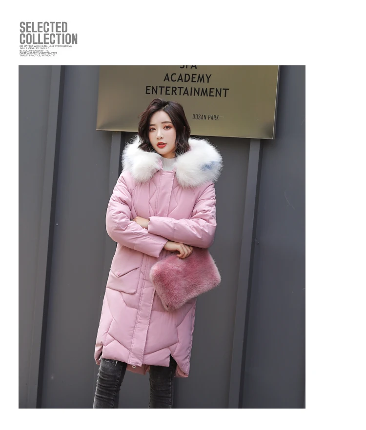 According to Nalini Autumn South Korea Dongdaemun down Jacket Women's Mid-length Large Fur Collar Students BF Cotton-padded