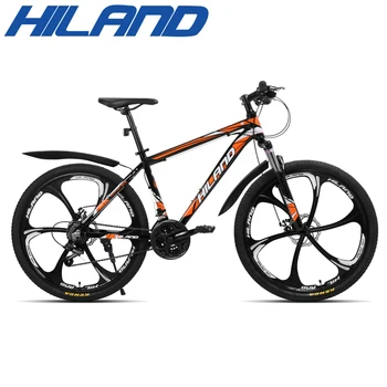 HILAND 26 inch 21 Speed Aluminum Alloy Suspension Fork Bicycle Double Disc Brake Mountain Bike and Free Gift Fenders 3