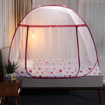 

2020 Summer mosquito net heart free-of -Installation white mongolian yurt mesh mosquito netting curtain for single double bed