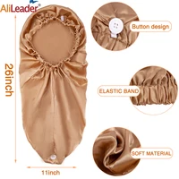 Long Satin Bonnet Sleep Cap Adjustable Buckle Hair Care Head Cover Bonnet Soft Elastic Satin Night Sleep Cap For Women Silk Cap 2