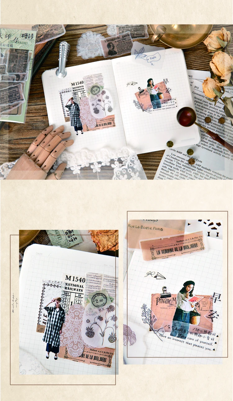 45 шт. винтажные продукты газета наклейки в виде марок украшения наклейки DIY для ремесла дневник в стиле Скрапбукинг планировщик этикетка стикер