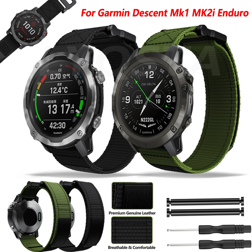 

Ремешок нейлоновый для смарт-часов Garmin Fenix 6 6S 6X Pro 5 5X 5S 3 HR Mk2 MK1, 22, 26 мм