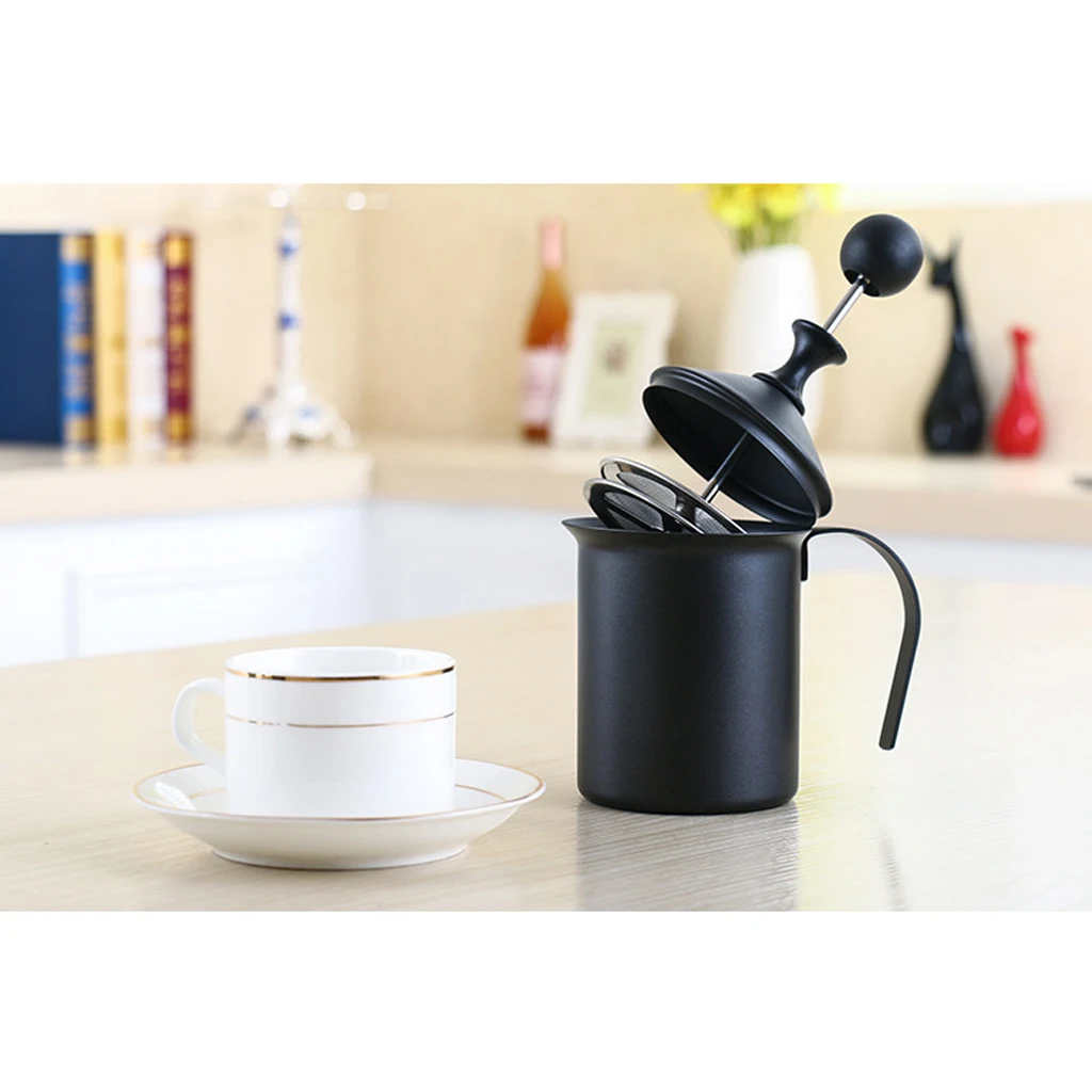 1PC Fancy Coffee Cream Milk Frother: Fine Mesh Hand Pump Foamer; Cappucinos & Lattes Coffee Tea Friendly (400ml/800ml)