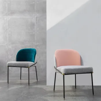 

Wrought iron soft bag pu leather dining chair net red ins chair nordic simple modern light luxury lounge chair sales office chai