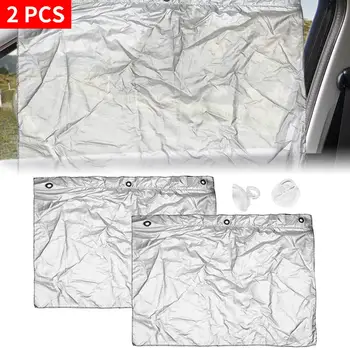 

X Autohaux 70x52cm 2pcs Universal-Car Side Window Sun Block Curtain with Sucker Heat Insulation Anti Snow Ice UV Protection