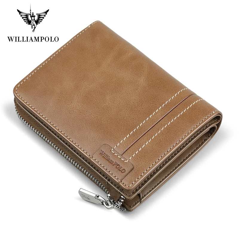 Короткий модный бумажник из натуральной кожи для мужчин от бренда WILLIAMPOLO, мужской кошелек, кошелек PL308