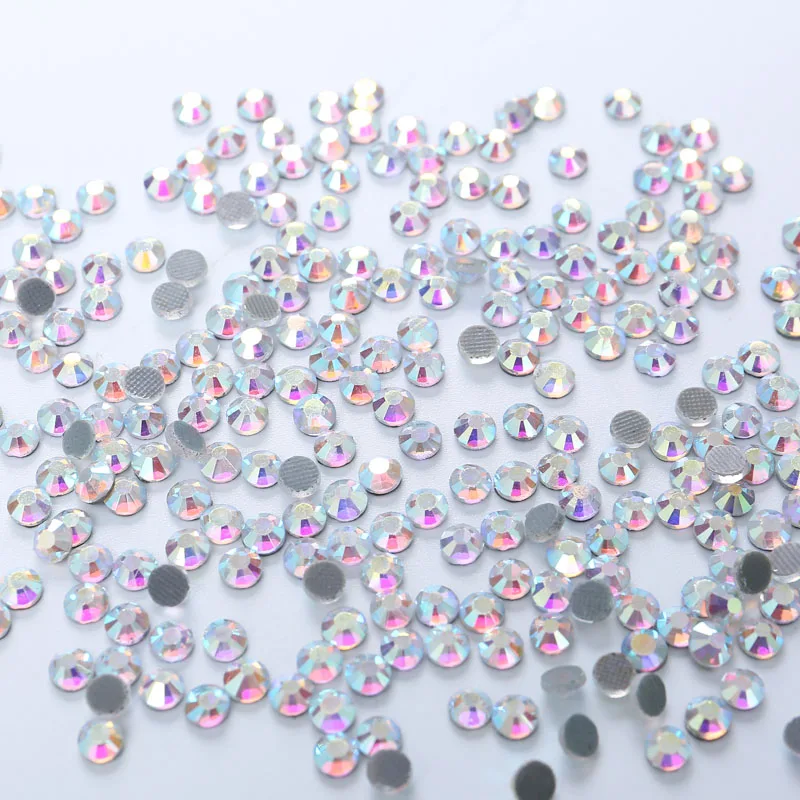 

1440pcs Crystal AB Blue HotFix Rhinestones Iron On Rhinestones For Clothes All color Glue back Glass Hot Fix Stone
