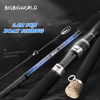 شراءBIGBIGWORLD إغراء الوزن 100-300g فوجي دليل البحر قارب القفز قضيب 2.4M 2 أقسام ألياف الكربون المياه المالحة الغزل الصيد قضيب
