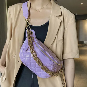 

Thick Chain Small PU Leather Crossbody Bag For Women 2020 Solid Color Shoulder Handbags Female Designer Branded Women's Hand Bag