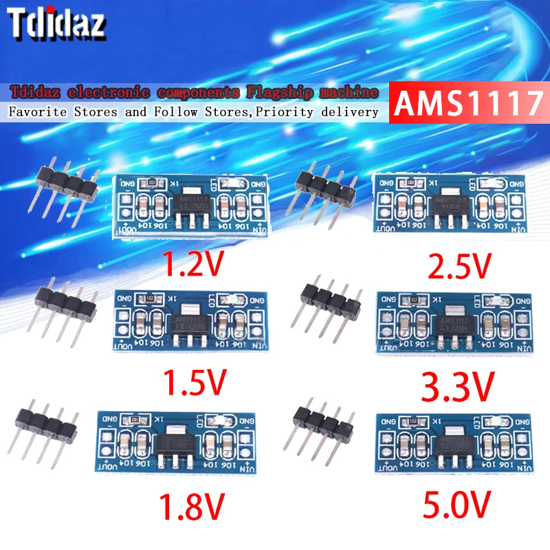 LM1117 AMS1117 4.5-7V turn 3.3V 5.0V 1.2V 1.8V 1.5V 2.5V DC-DC Step down Power Supply Module bluetooth Raspberry pi 5pcs buck converter step down module power supply module