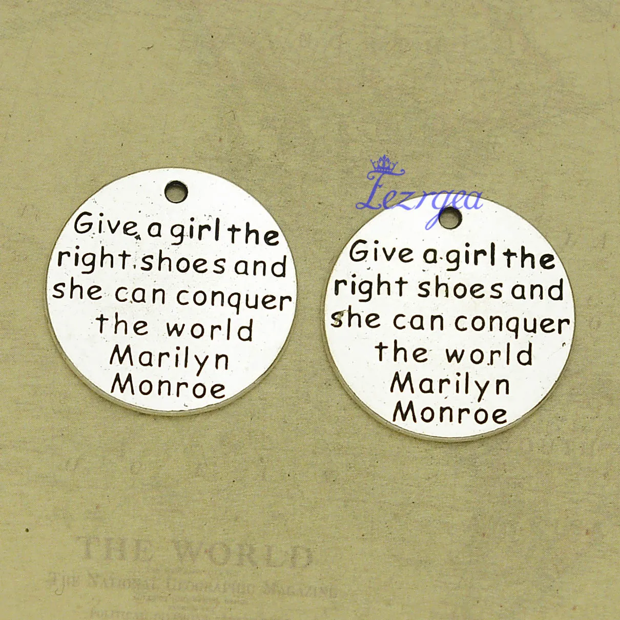 10pcs/lot--25mm Antique silver plated Give a girl the right shoes and she can conquer world Charms DIY supplies | Украшения и