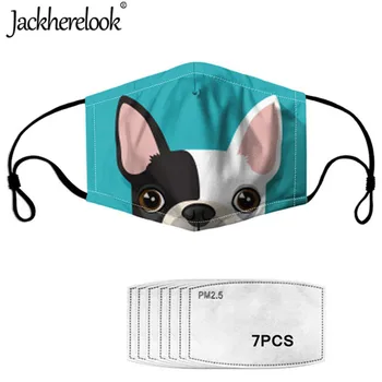 

Jackherelook Face Masks Lovely Cartoon Bulldog Print Washable Muffle Dust-proof Mascara with 7pcs PM 2.5 Filter Mascarillas