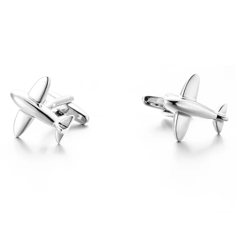 

New Fashion Personality Airplane Shape White Men's French Cufflinks Gentleman Inch Shirt Suit Copper Jewelry