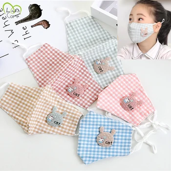 

Lovely Cotton Childern Mask Washable Reusable Activated Mask Carbon Filter Windproof Kids Mouth Mask Random Color