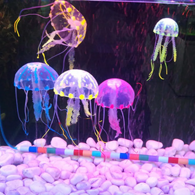 Украшение аквариума подводный искусственный Медуза, украшение для аквариума, силиконовая Медуза, украшение для аквариума, светящаяся Медуза