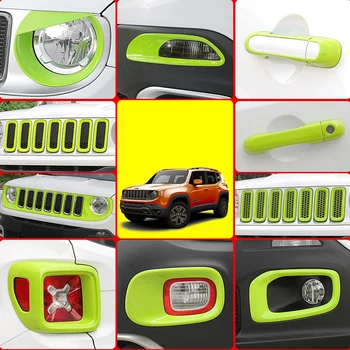 

Lsrtw2017 Green Abs Car Central Console Front Grill Door Handle Cover Headlight Trims for Jeep Renegade 2016 2017 2018 2019 Kit