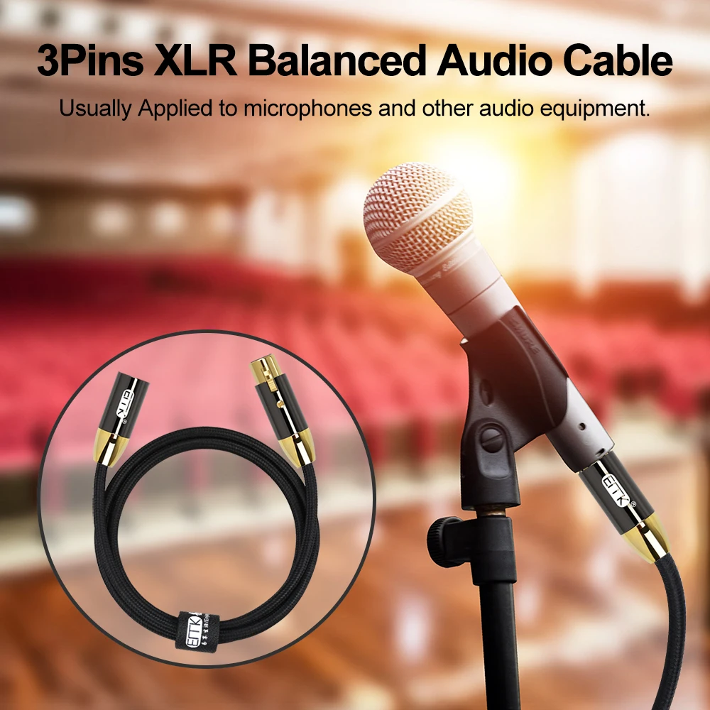 XLR сбалансированный микрофонный усилитель аудиокабеля 3 контактный аудио стерео