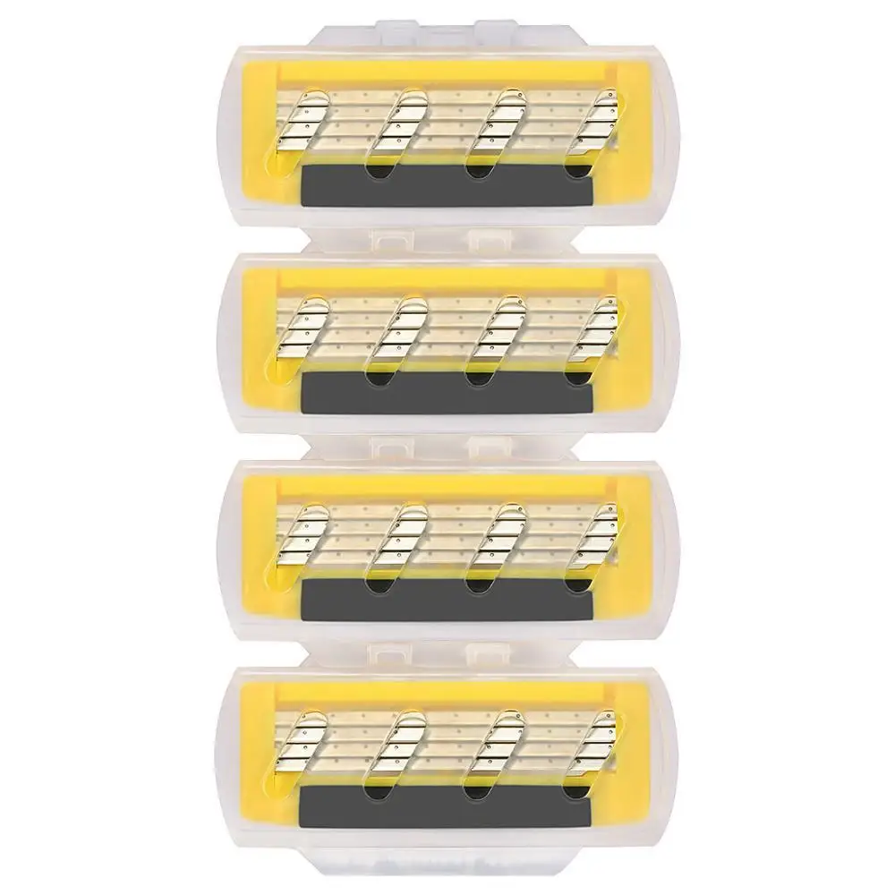 4 шт./компл. 4 слойные лезвия для бритья для gilette fusion mach 3 бритвенные лезвия для мужчин усы scheermesjes lame de rasoir - Цвет: 4PCS yellow