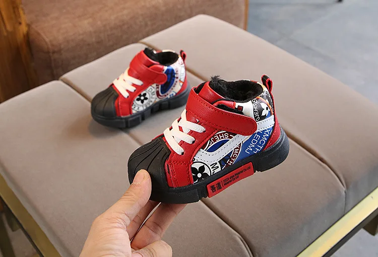 Children sneakers boots winter kids baby girls thicken cotton shoes soft bottom non-slip boys shoes waterproof warm boots plush