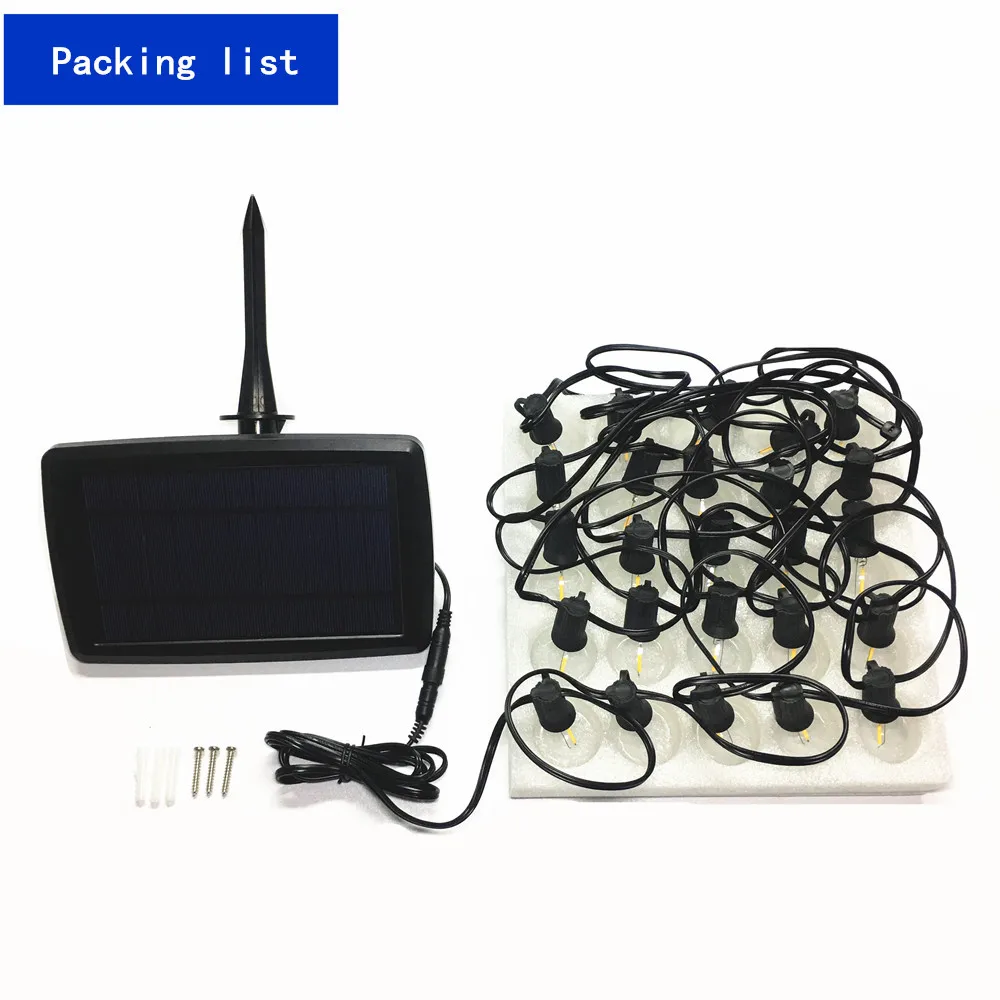 Luzes da Corda Quintal do Vintage Casa de Férias Suspensão à Prova Solar com 10 Claro Lâmpadas Pátio Luzes Dwaterproof Água Decoração - 25 Led 8 Luzes da corda solar com 1025 claro