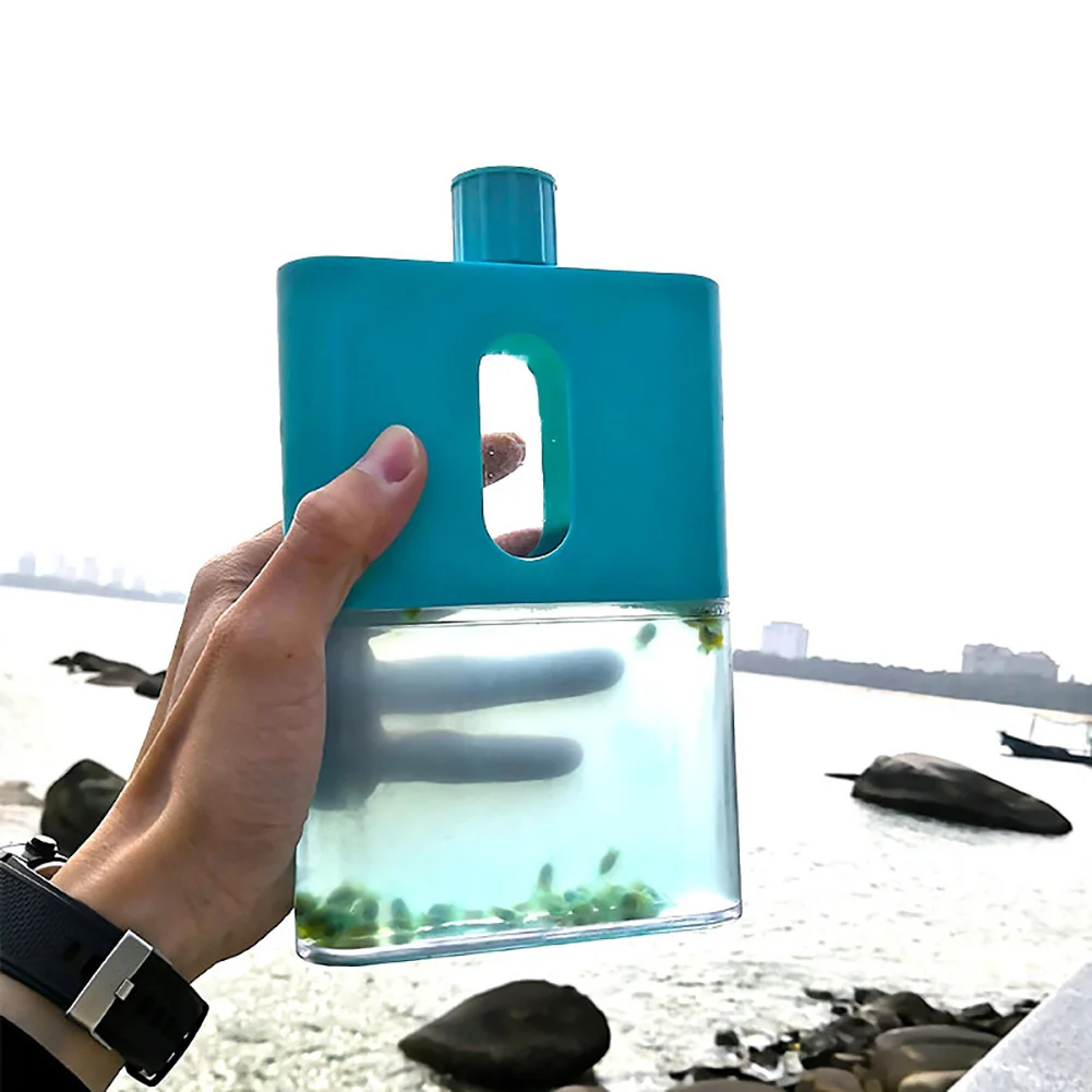 Blue A5 Leakproof Portable Flat Sealing Hiking Camping Outdoor Sports Drink Water Bottle Transparent Mini Large Capacity Safe School - Цвет: Blue