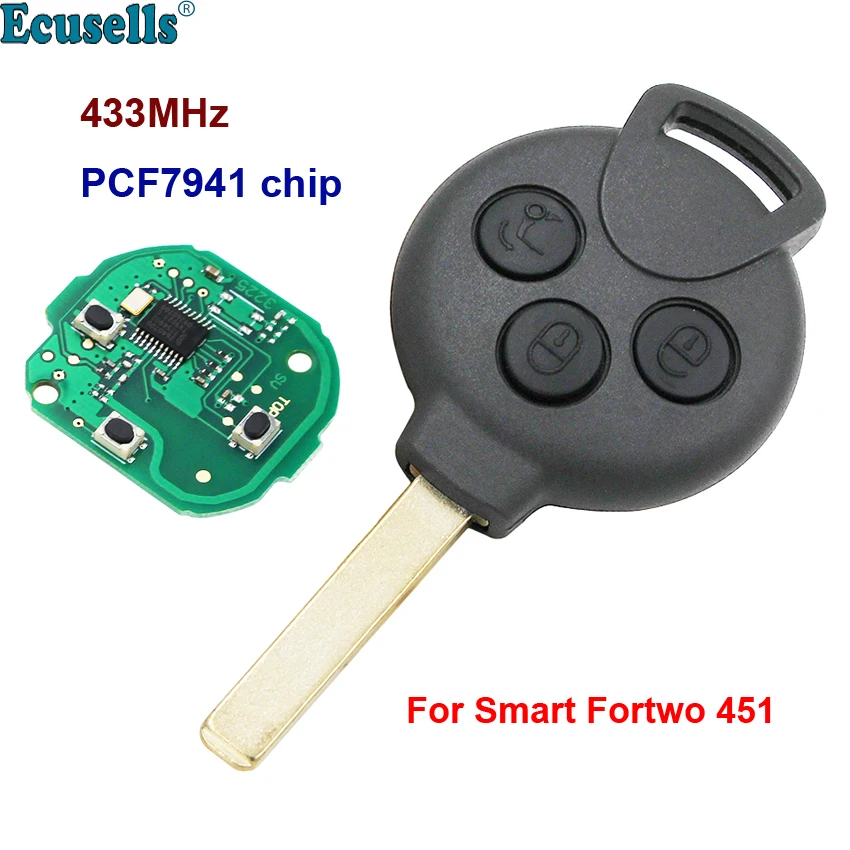 3 кнопки умный дистанционный ключ 433 МГц с PCF7941 ID46 чип для Benz Smart Fortwo 451 2007-2013