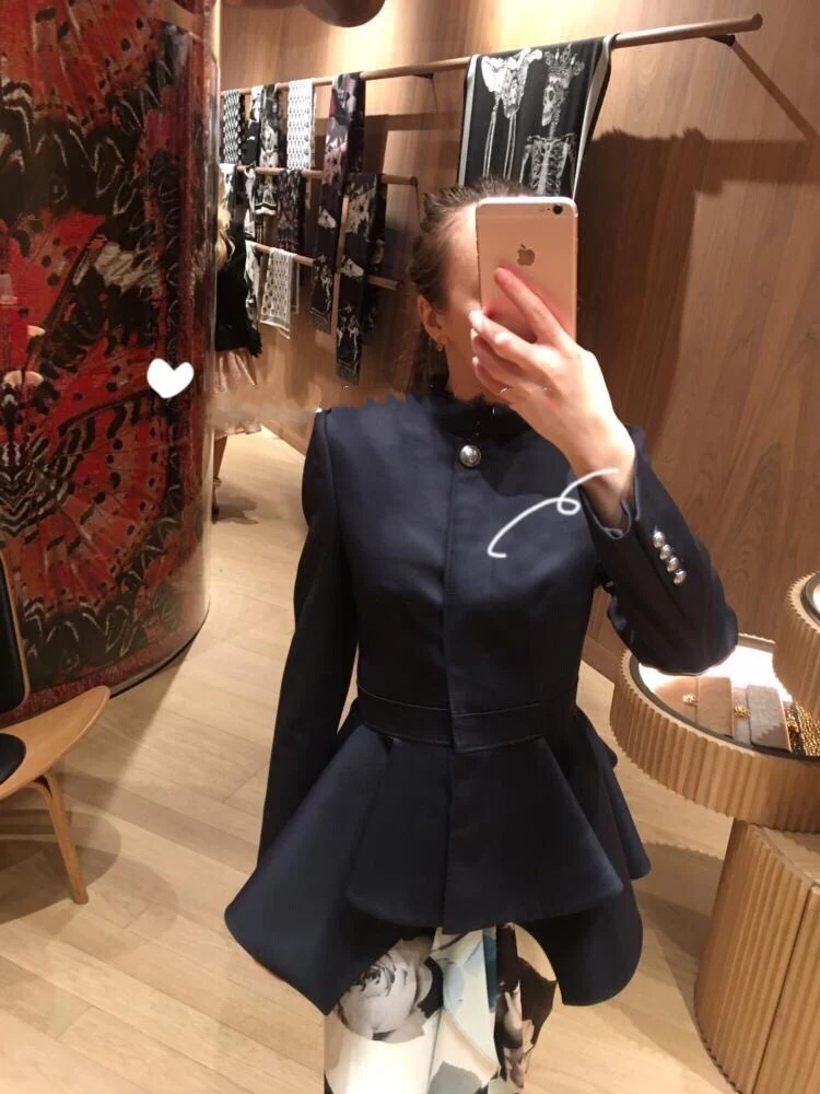 New Arrival Spring Women Clothes Fashion Asymmetrical High Waist Skirt Jacket Elegant Office Ladies Black Blazer