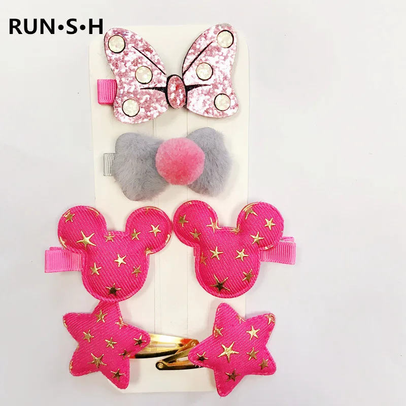 

6 Pcs/Set Baby Girl Mickey Ears Headband LOL Mickey Hair Accessories Star Hair Clips Bandeau Bebe Fille Little Girl's Dress Up