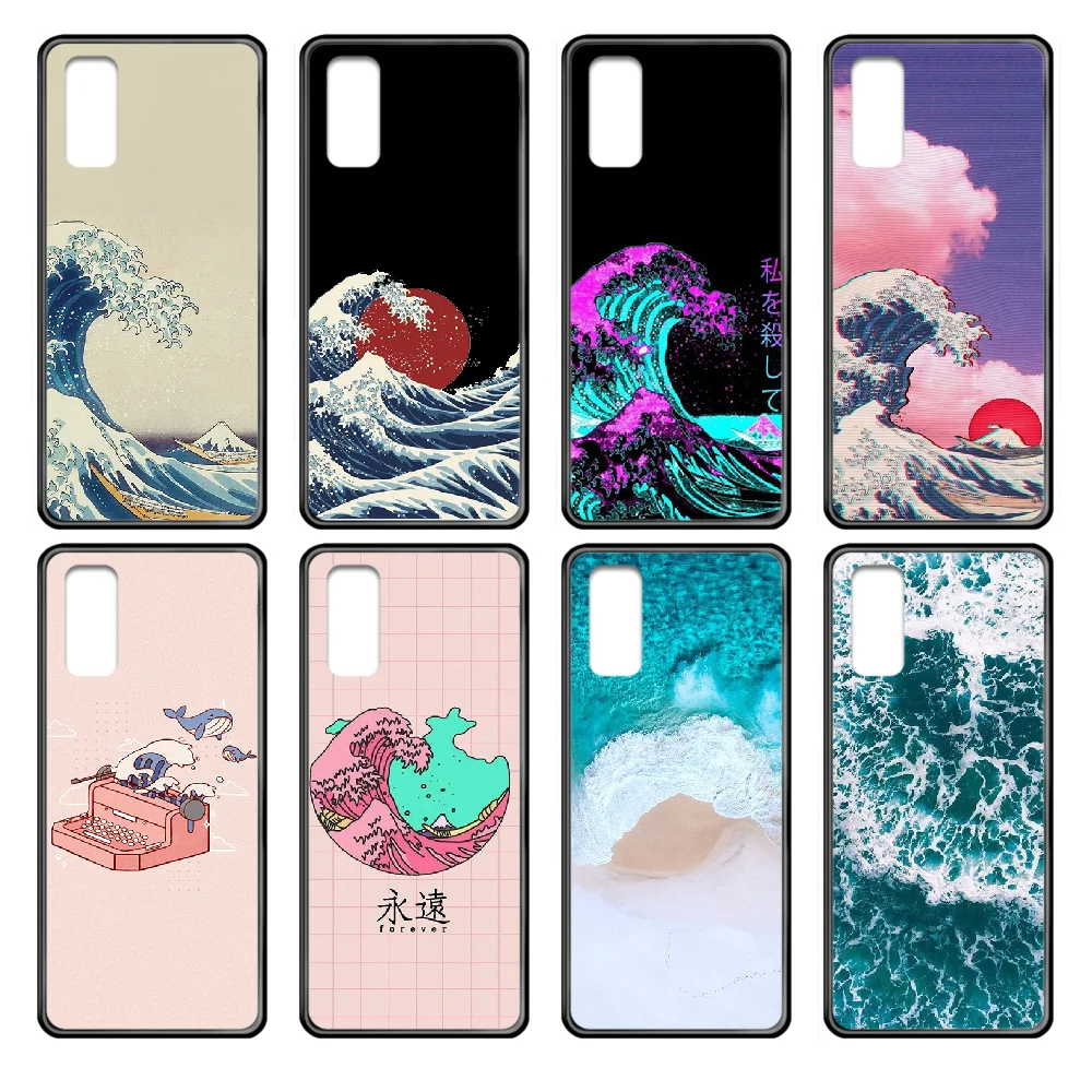 Чехол для телефона wave of Kanagawa Surf корпус Samsung Galaxy J S 3 4 5 6 7 8 9 10 Prime Plus Lite Edge черный