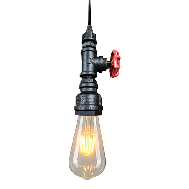 

Loft Industrial Iron Water Pipe Steam Punk Vintage Pendant Lamp Cord E27 Led Pendant Lights for Bedroom Bar Restaurant Kitchen B