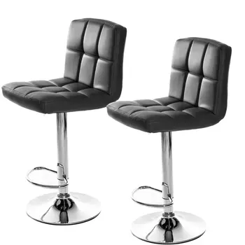 

1/2 pcs Bar Stools Synthetic Leather Cushion Swivel Chair Height Adjustable Tabouret with Footrest Barstool Armless