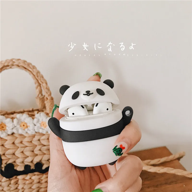 Для AirPod 2 Чехол 3D панда мультфильм мягкий силиконовый беспроводной чехол для наушников s для Apple Airpods чехол милый чехол Funda