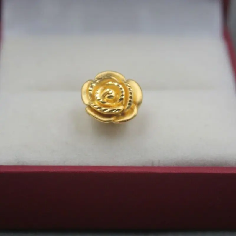 Pure 999 24k Yellow Gold Women Pendant 3D Luck Rose Flower Bead 1-1.5g | Украшения и аксессуары