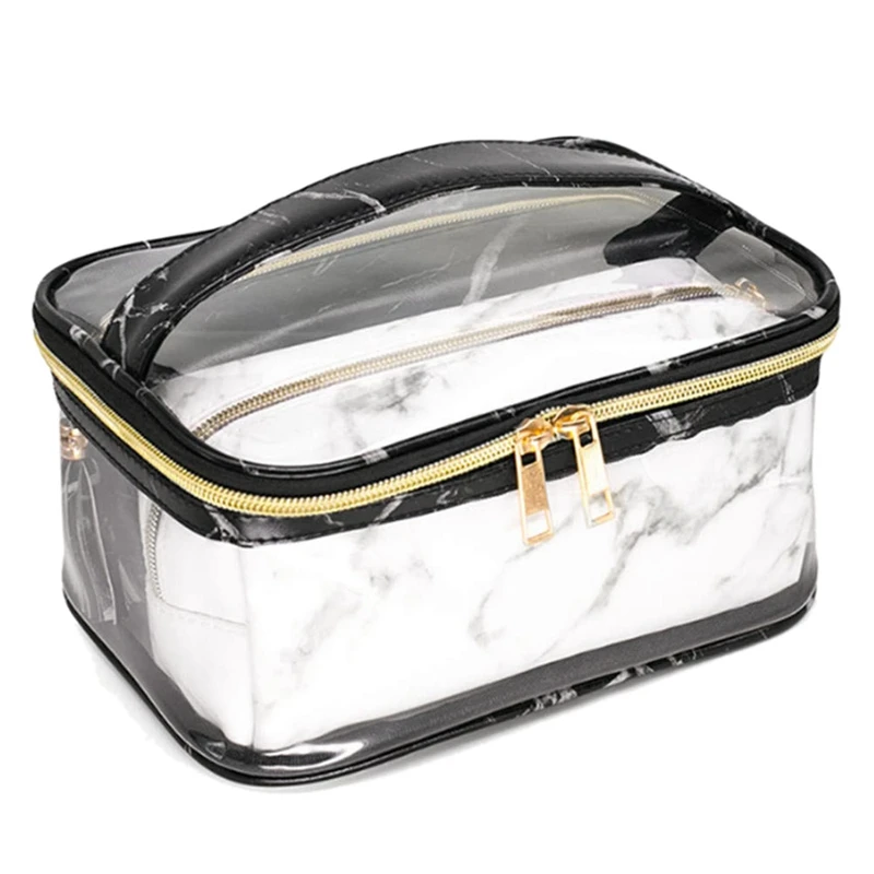 

Transparent PVC Cosmetic Bag Set Of 3 Waterproof Toiletries Storage Pouch with Metal Zipper Travel Makeup Organizer for Girl Wom
