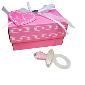 

Wholesale 50pcs/lot crystal decoration of pink Girl crystal pacifier Baby Shower favors baptism souvenirs