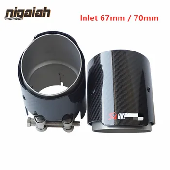 

2pcs Inlet 67mm 70mm Carbon Fiber Exhaust Tips AK Muffler Pipe for BMW M2 M3 M4 F80 F82 F83 F87 Universal Car Styling Stainless