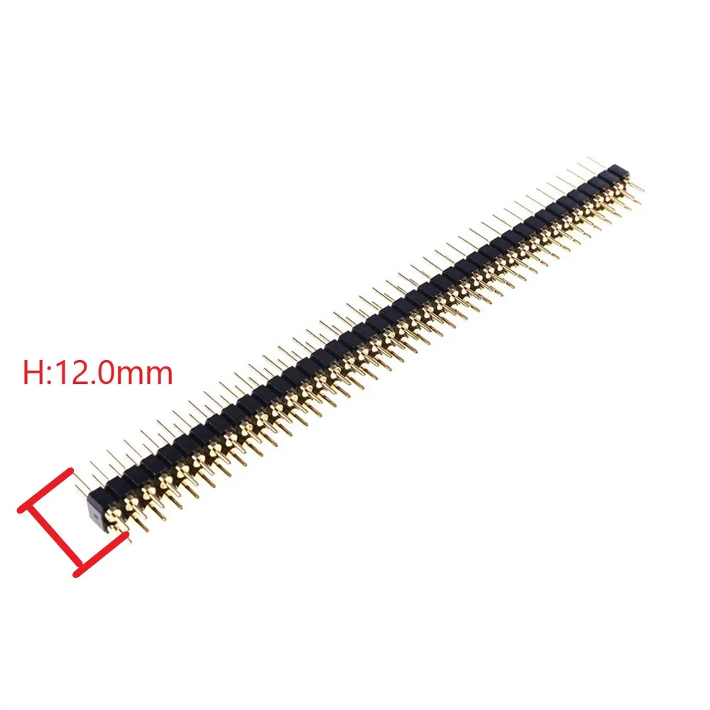 

10pcs 2x40 P 2.54mm Pitch Pin Header Dual Row Male Straight Round Pins Through Hole Gold plated rows space 2.54