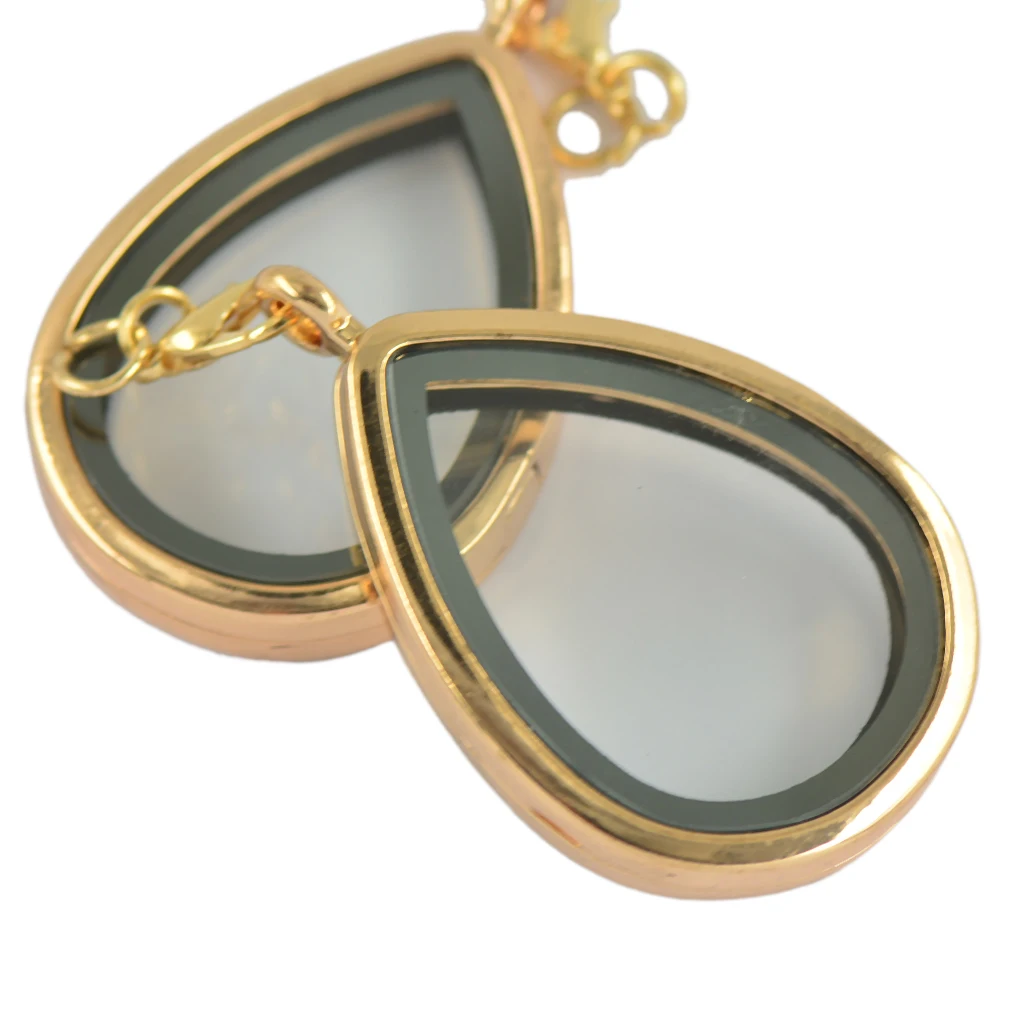 2 pcs Water Drop Glass Locket Pendant Fit Floating Charms Jewelry DIY DIY to necklace key chain