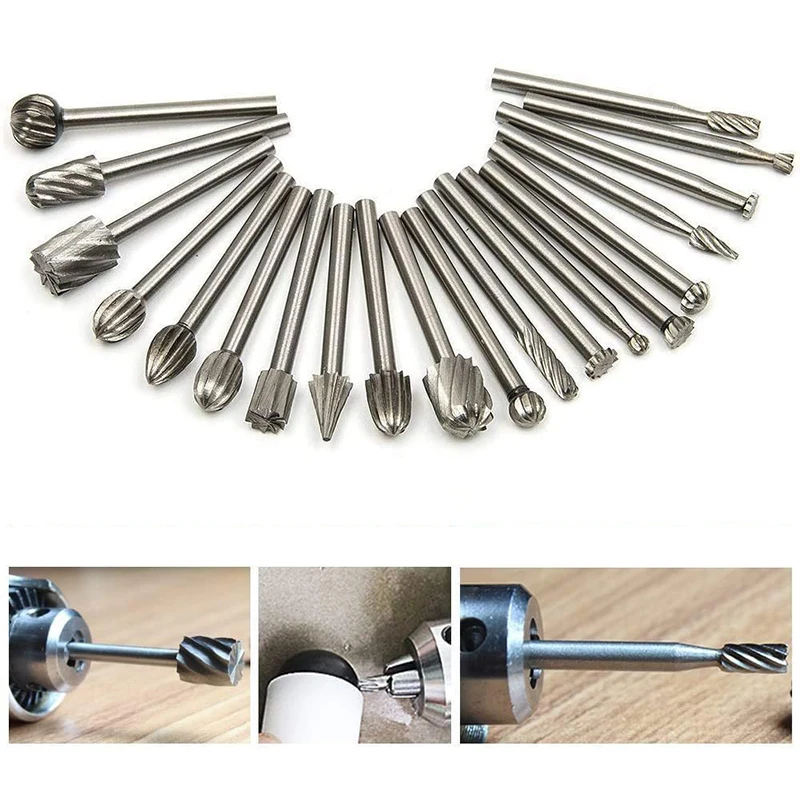 Details about   20Pcs 1/8" Tungsten Steel Carbide Rotary Files Mix Types Drill Bits 1/8" Shank 