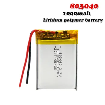 

3.7V 1000mAh 803040 Lithium Polymer Li-Po ion Rechargeable Battery For MP3 MP4 MP5 GPS PSP mobile Pocket PC e-books bluetooth