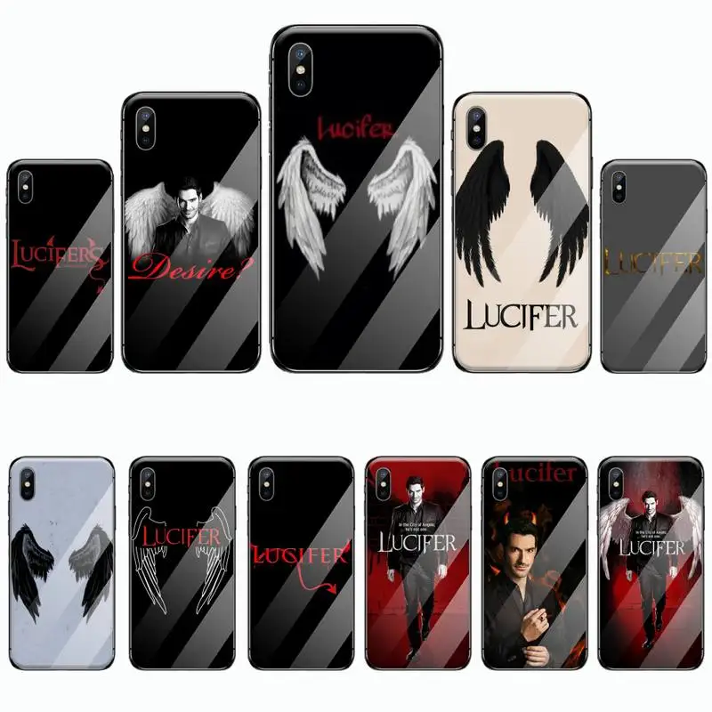 Мягкий черный чехол для телефона с ангелом из закаленного стекла iphone 6 6S 7 8 plus X XS XR