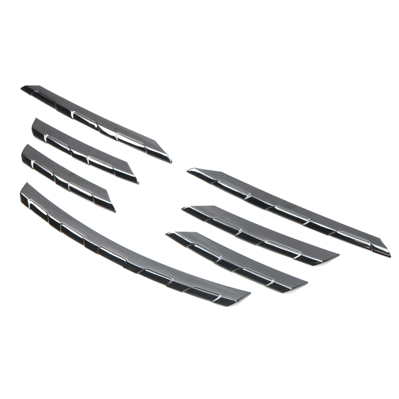 High flying For Renault Kadjar Exterior Accessories Front Middle Grille Stripe cover Trim stainless steel 7pcs - Название цвета: carbon fiber black