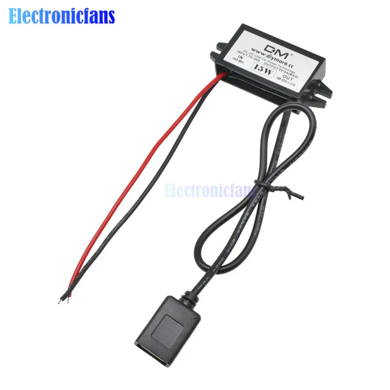 DC 12V to 5V Step Down Модуль питания USB Female Port Converter Potting Waterproof Power Module for phone